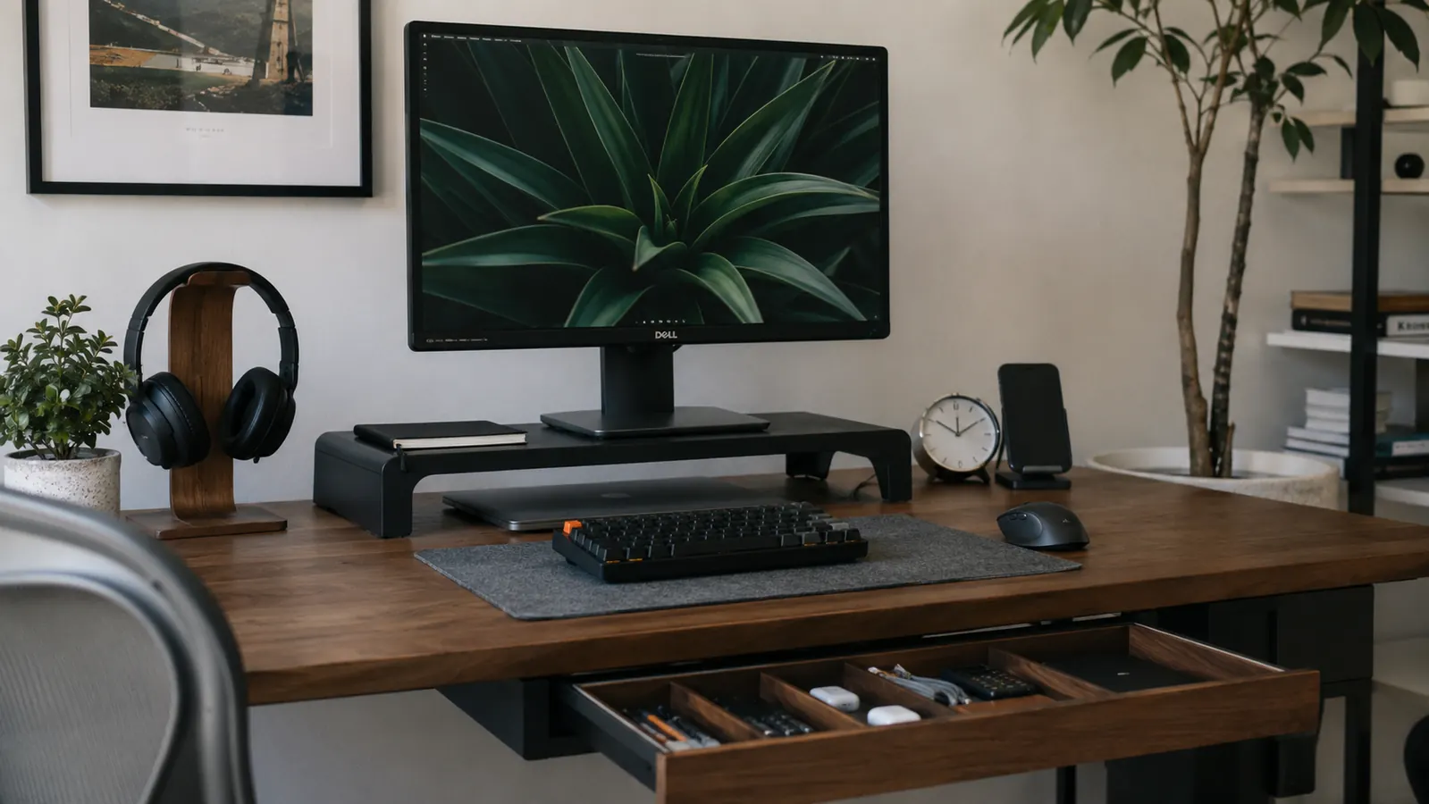 My Desk Was a Mess. A $20 Monitor Riser With a Drawer Fixed Most of It.