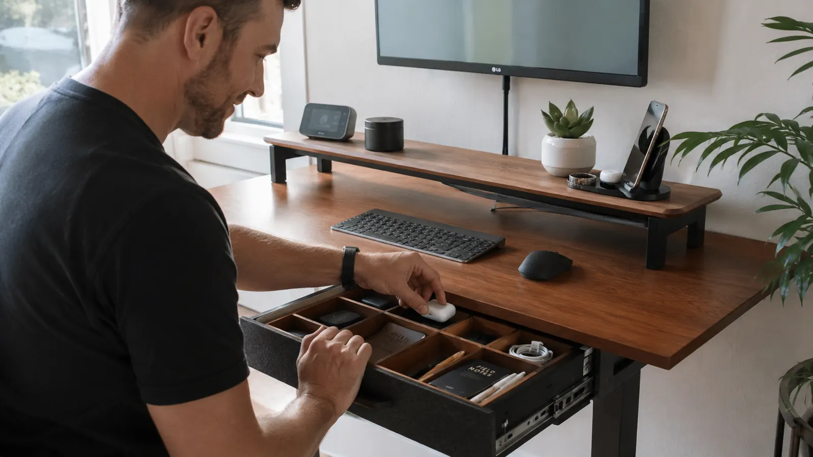 How to Organize Your Home Office Desk Using a Monitor Riser