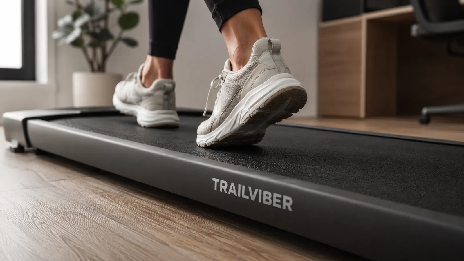 Walking pad treadmill displayed at two different incline angles side by side for comparison